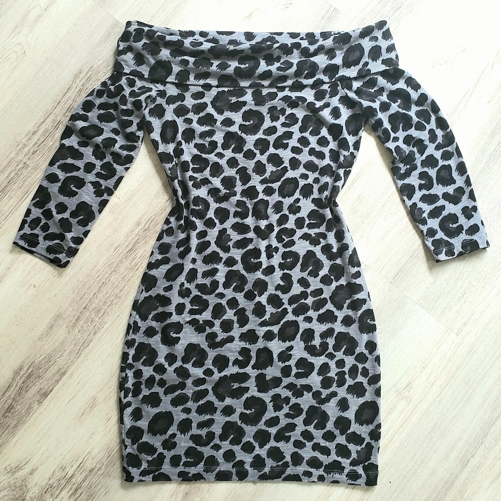 ROCKABILLY Pin-Up Body Con Leopard Bardot Dress